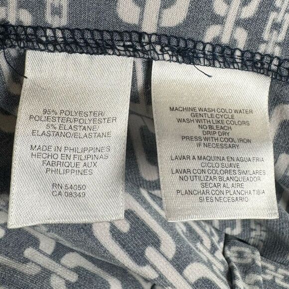 Evan Picone navy and white chain link print faux wrap ruched dress size 16 - Picture 6 of 8